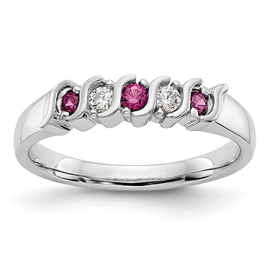 10K White Gold Diamond W/Ruby Band