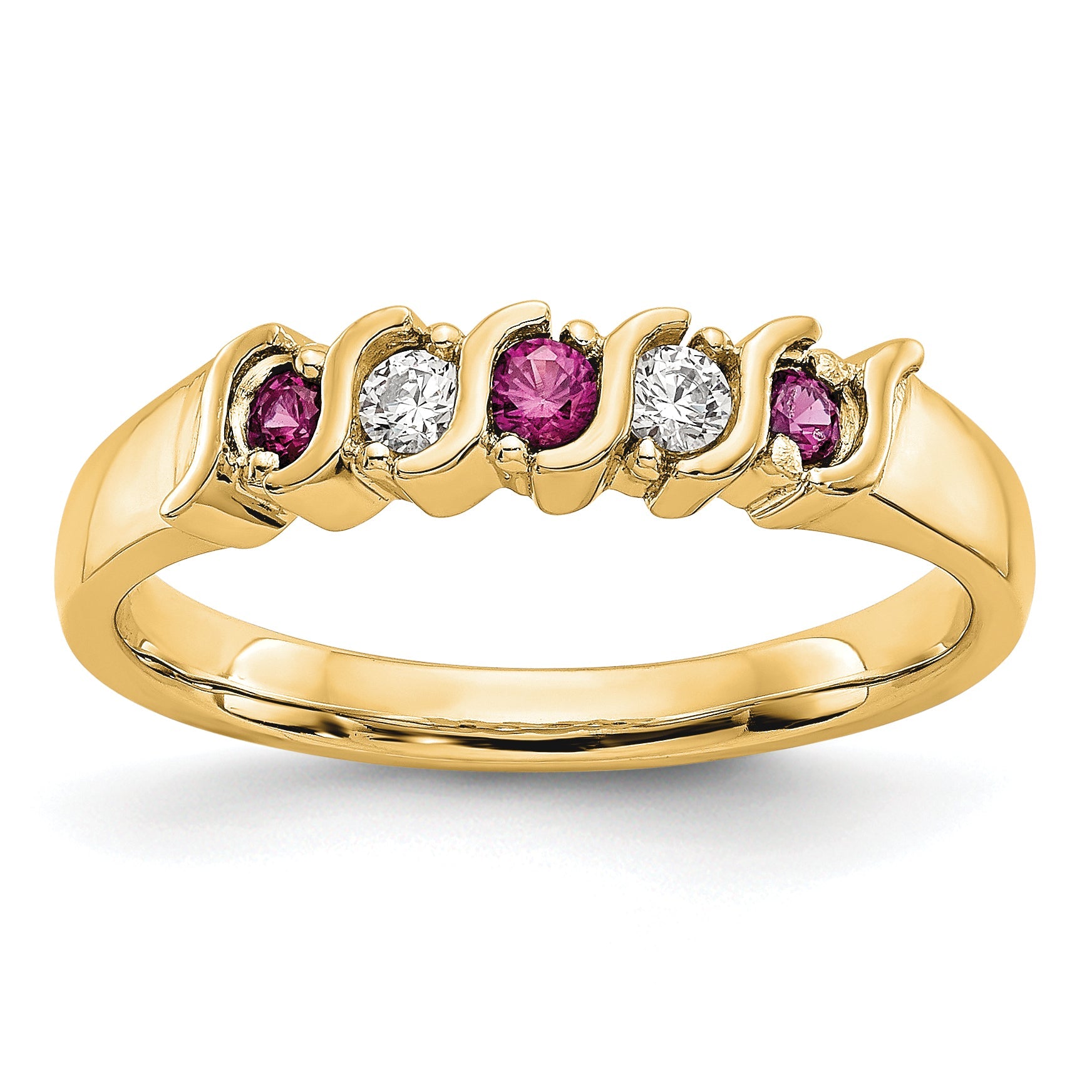10K Yellow Gold Diamond W/Ruby Band