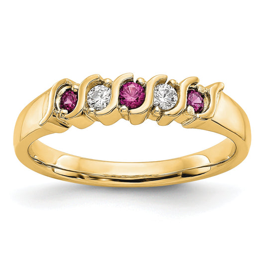 10K Yellow Gold Diamond W/Ruby Band