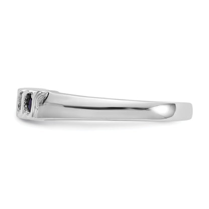 10K White Gold Diamond W/Sapphire Band