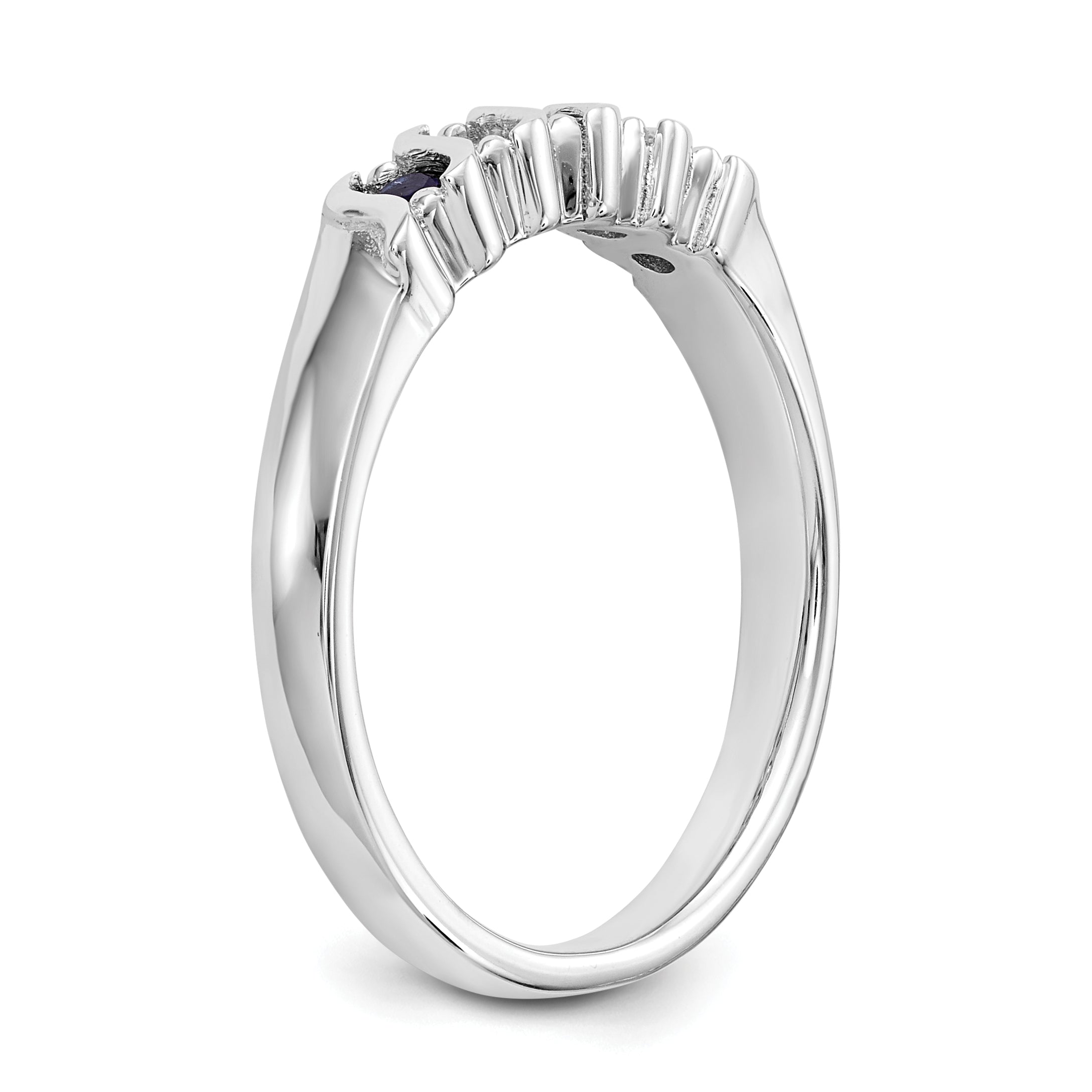 10K White Gold Diamond W/Sapphire Band
