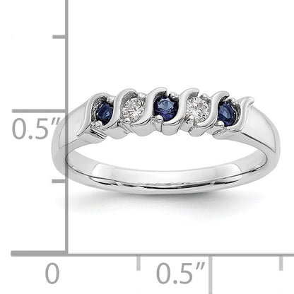 10K White Gold Diamond W/Sapphire Band