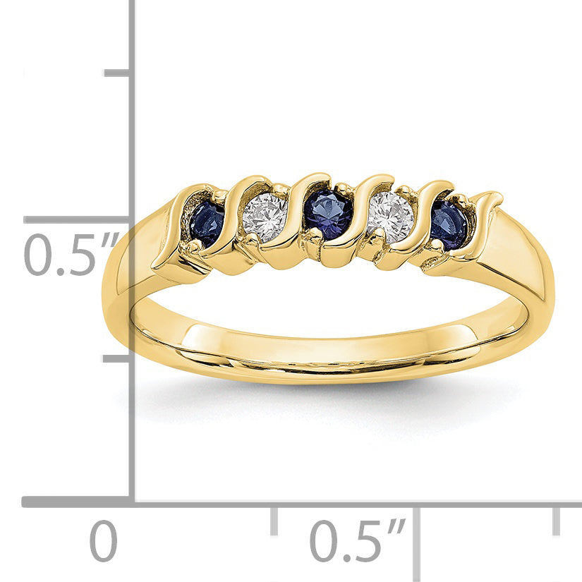 10K Yellow Gold Diamond W/Sapphire Band