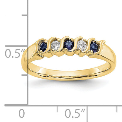 10K Yellow Gold Diamond W/Sapphire Band