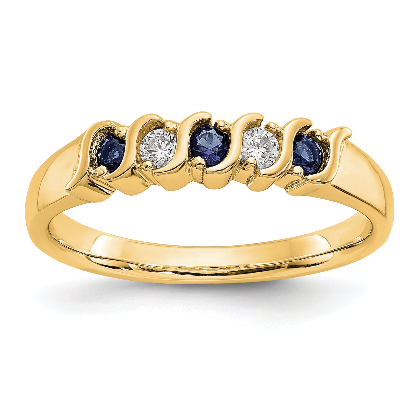 10K Yellow Gold Diamond W/Sapphire Band