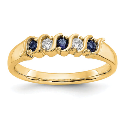 10K Yellow Gold Diamond W/Sapphire Band