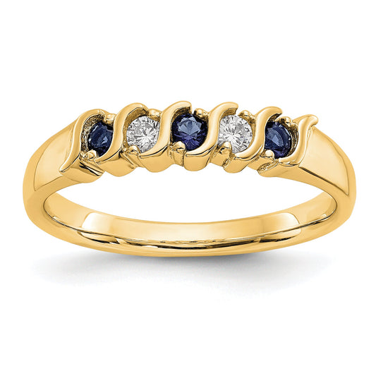 10K Yellow Gold Diamond W/Sapphire Band