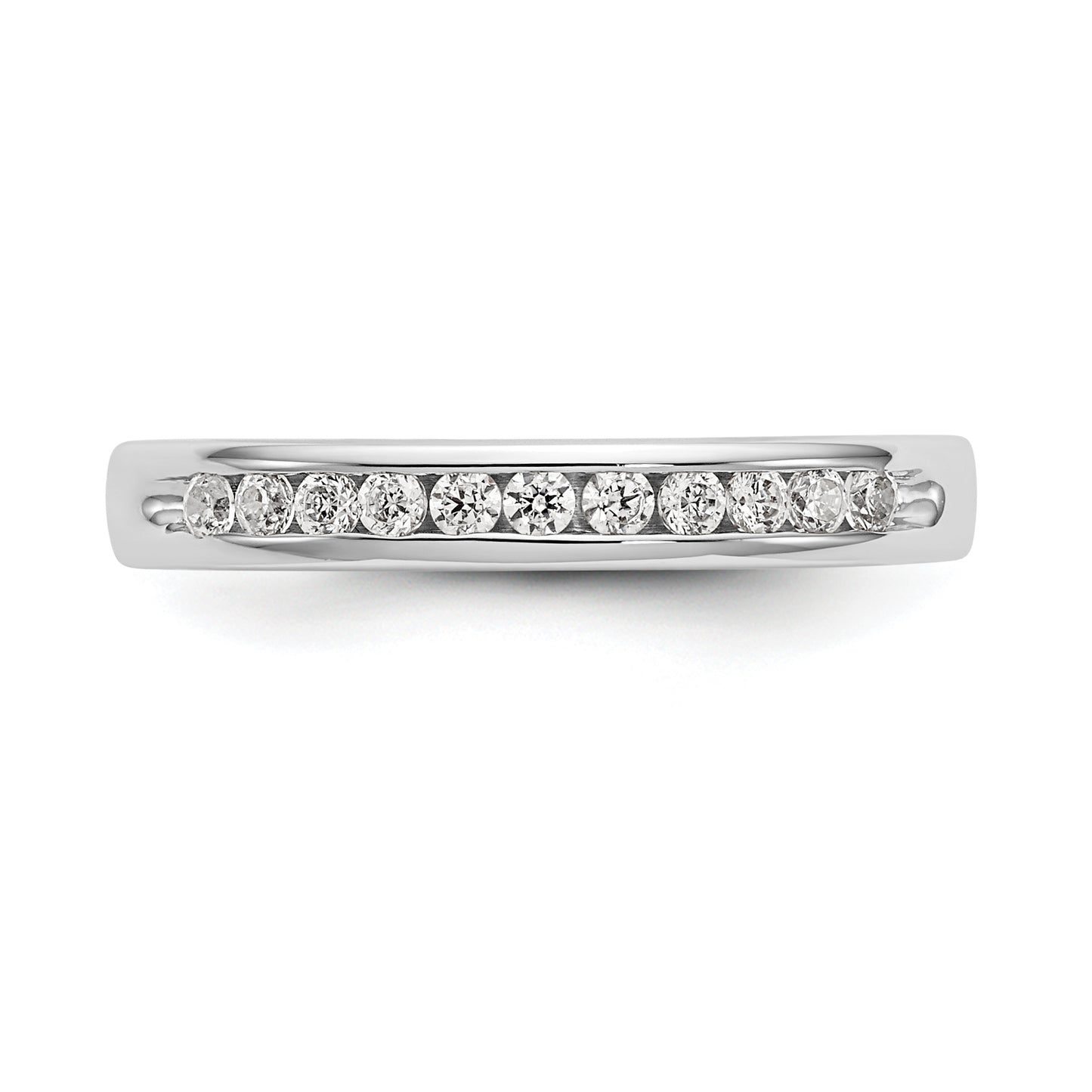 14k White Gold True Origin Lab Grown SI/VS Near Colorless 1/5 Ct. Round Diamond Men's Channel Band Ring