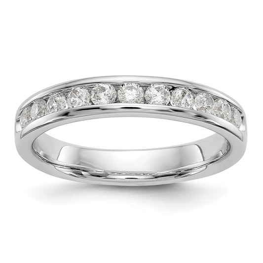 14k White Gold True Origin Lab Grown SI/VS Near Colorless 1/2 Ct. Round Diamond Men's Channel Band Ring