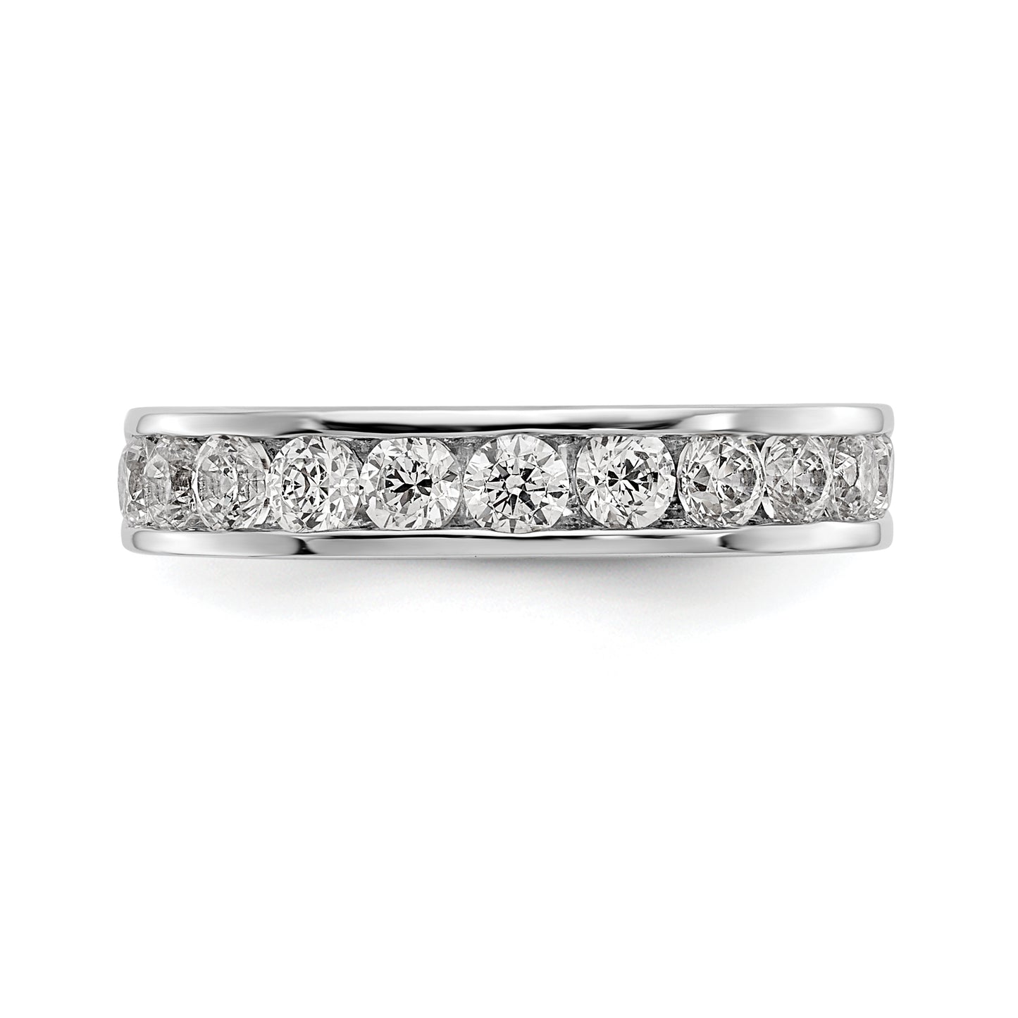 14k White Gold True Origin Lab Grown SI/VS Near Colorless 1 Ct. Round Diamond Men's Channel Band Ring