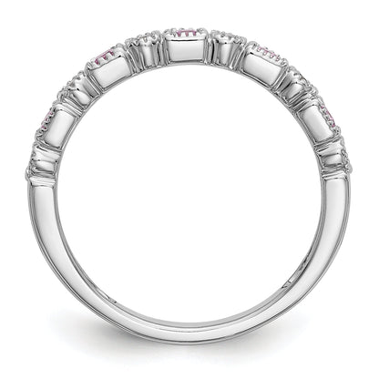 10K White Gold 10K Diamond W/Pink Sapphire Band