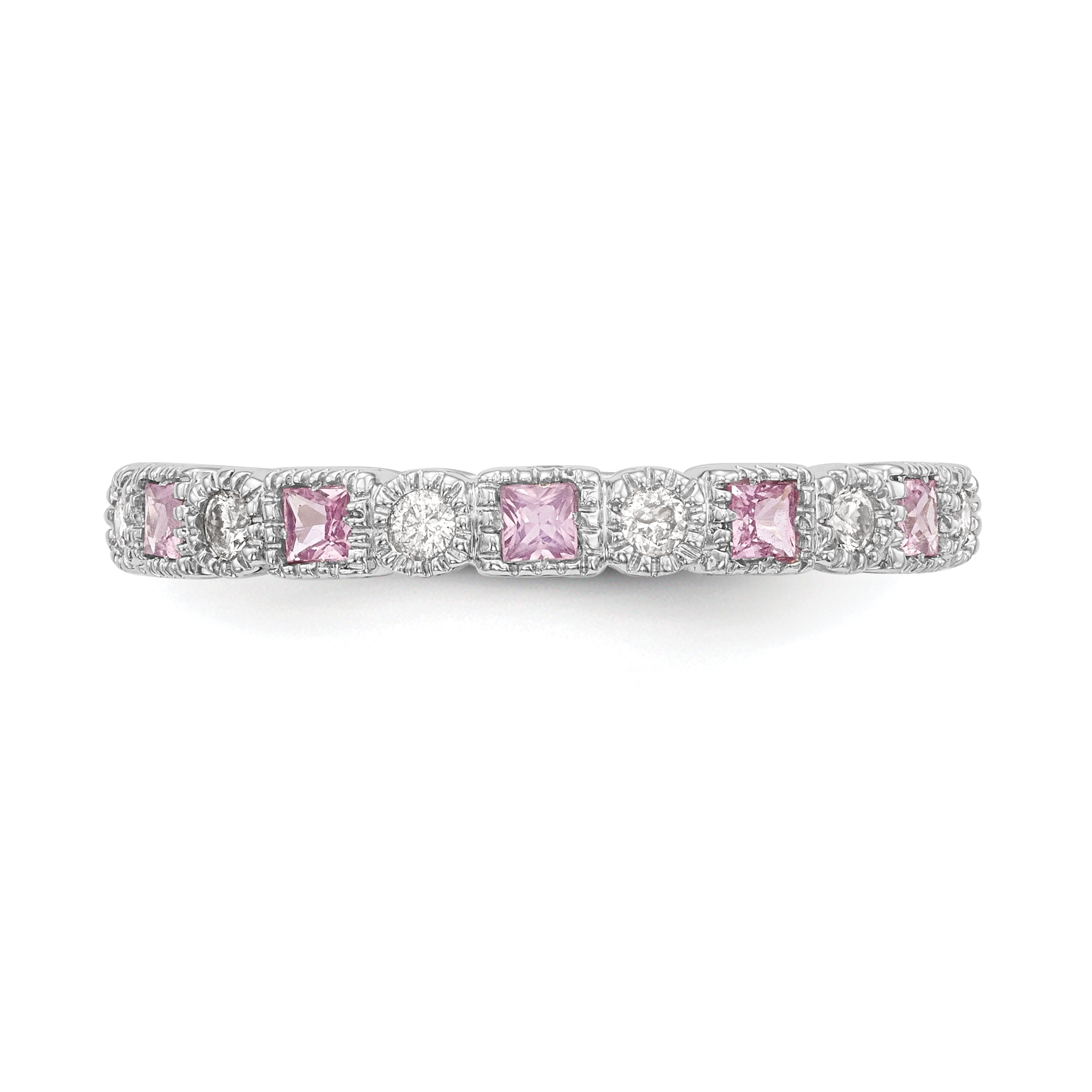 10K White Gold 10K Diamond W/Pink Sapphire Band