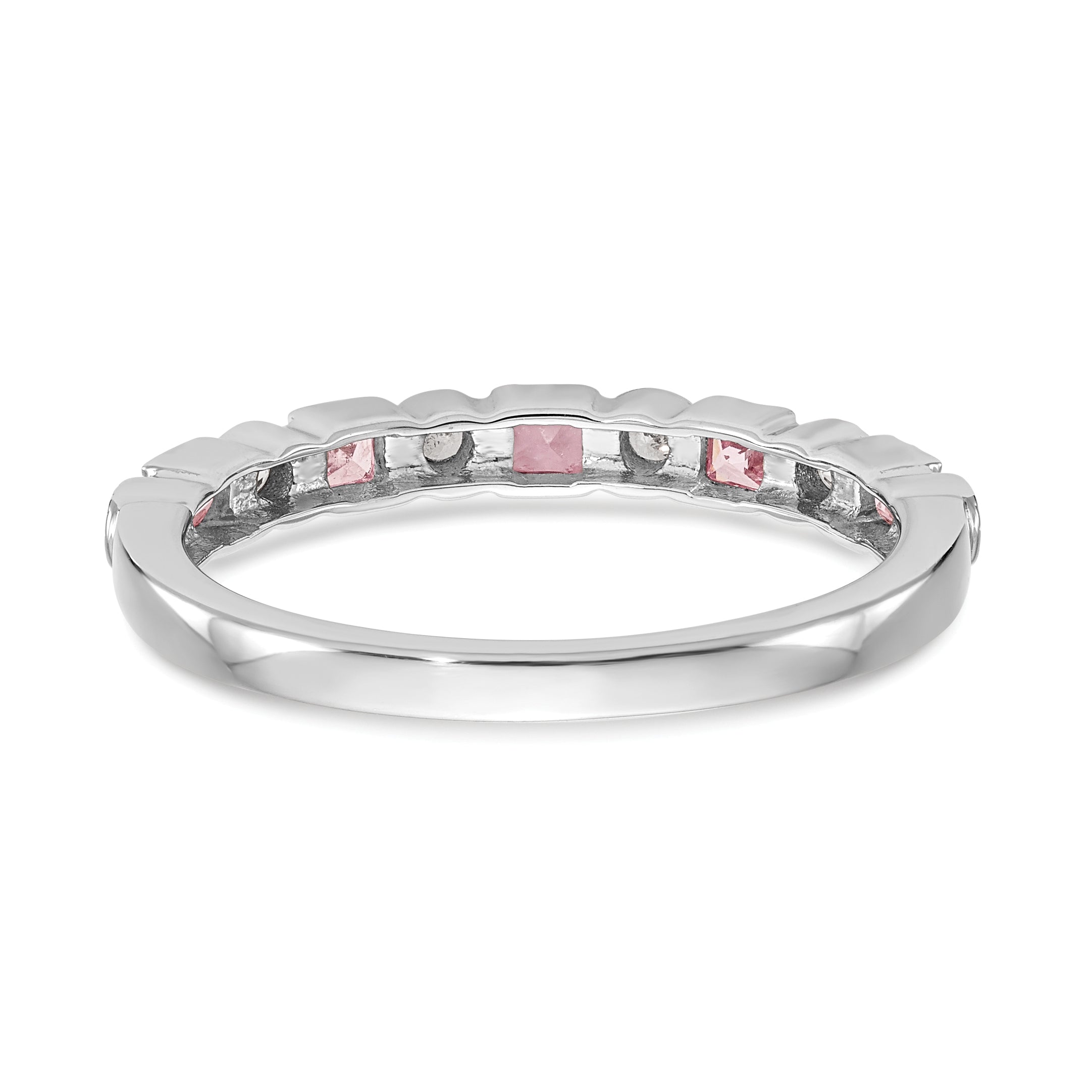 10K White Gold 10K Diamond W/Pink Sapphire Band