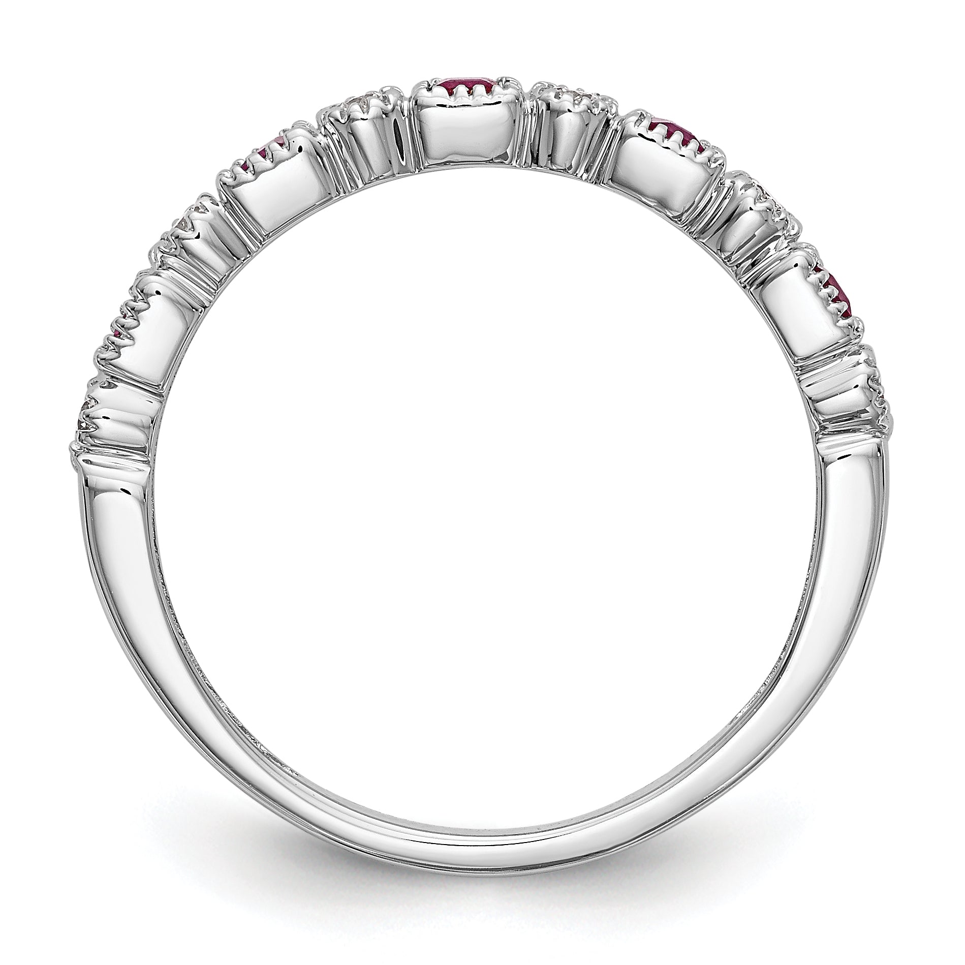 10K White Gold Diamond W/Ruby Band