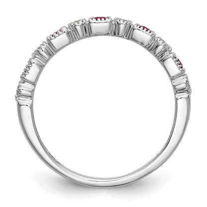 10K White Gold Diamond W/Ruby Band