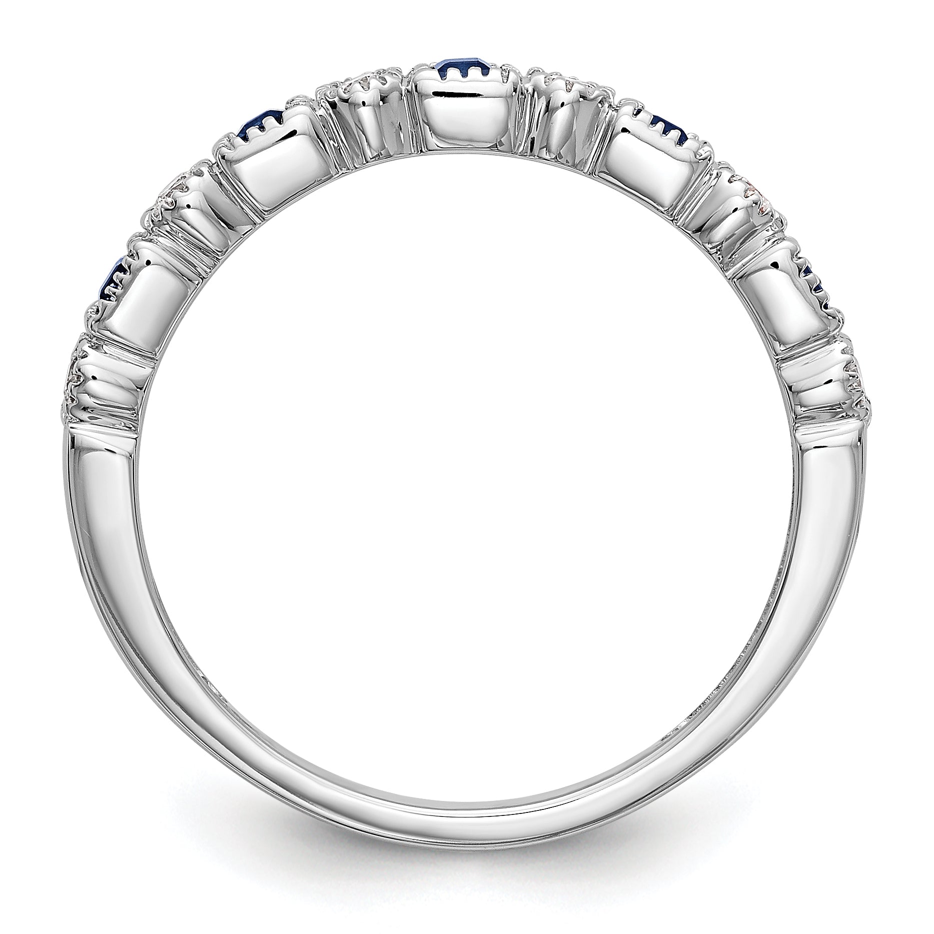 10K White Gold 10K Diamond W/Sapphire Band