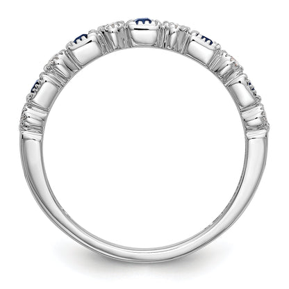 10K White Gold 10K Diamond W/Sapphire Band