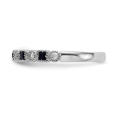 10K White Gold 10K Diamond W/Sapphire Band