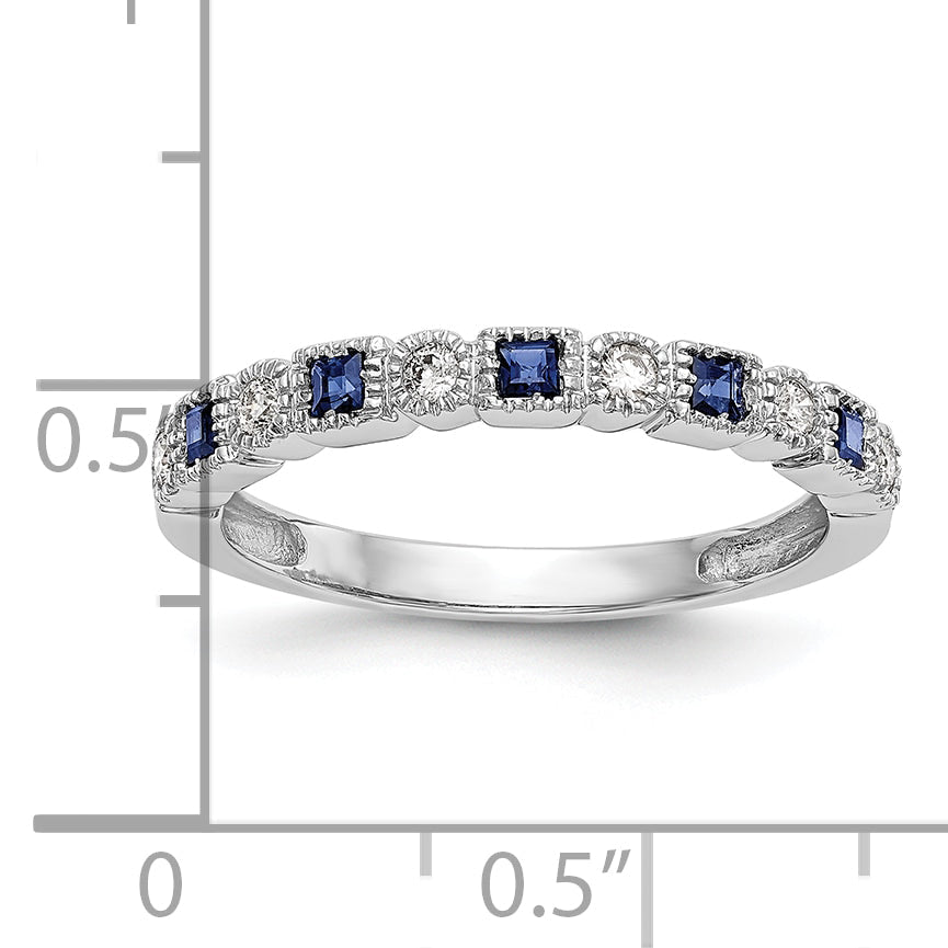 10K White Gold 10K Diamond W/Sapphire Band
