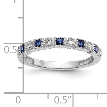 10K White Gold 10K Diamond W/Sapphire Band