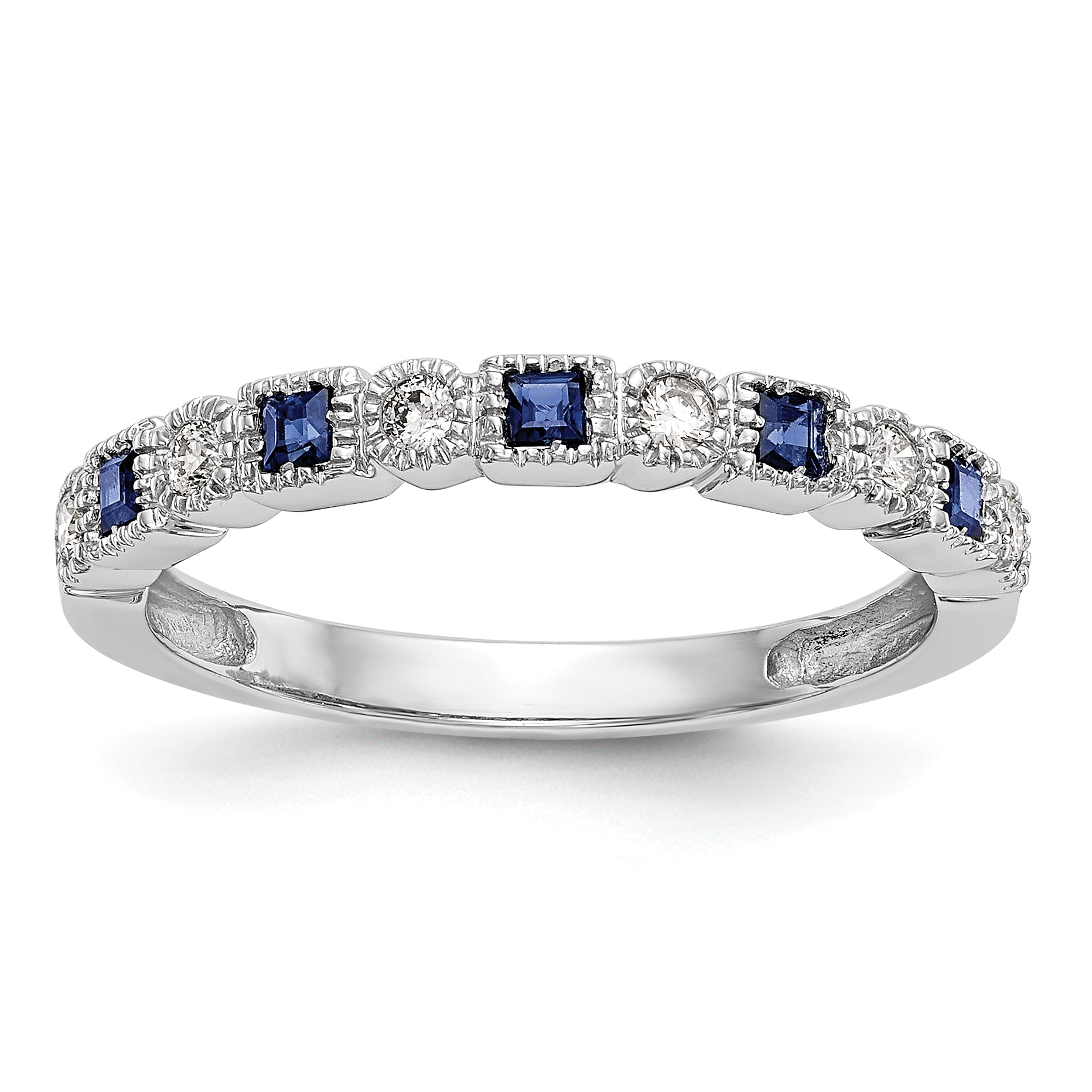 10K White Gold 10K Diamond W/Sapphire Band