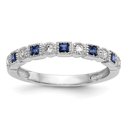 10K White Gold 10K Diamond W/Sapphire Band