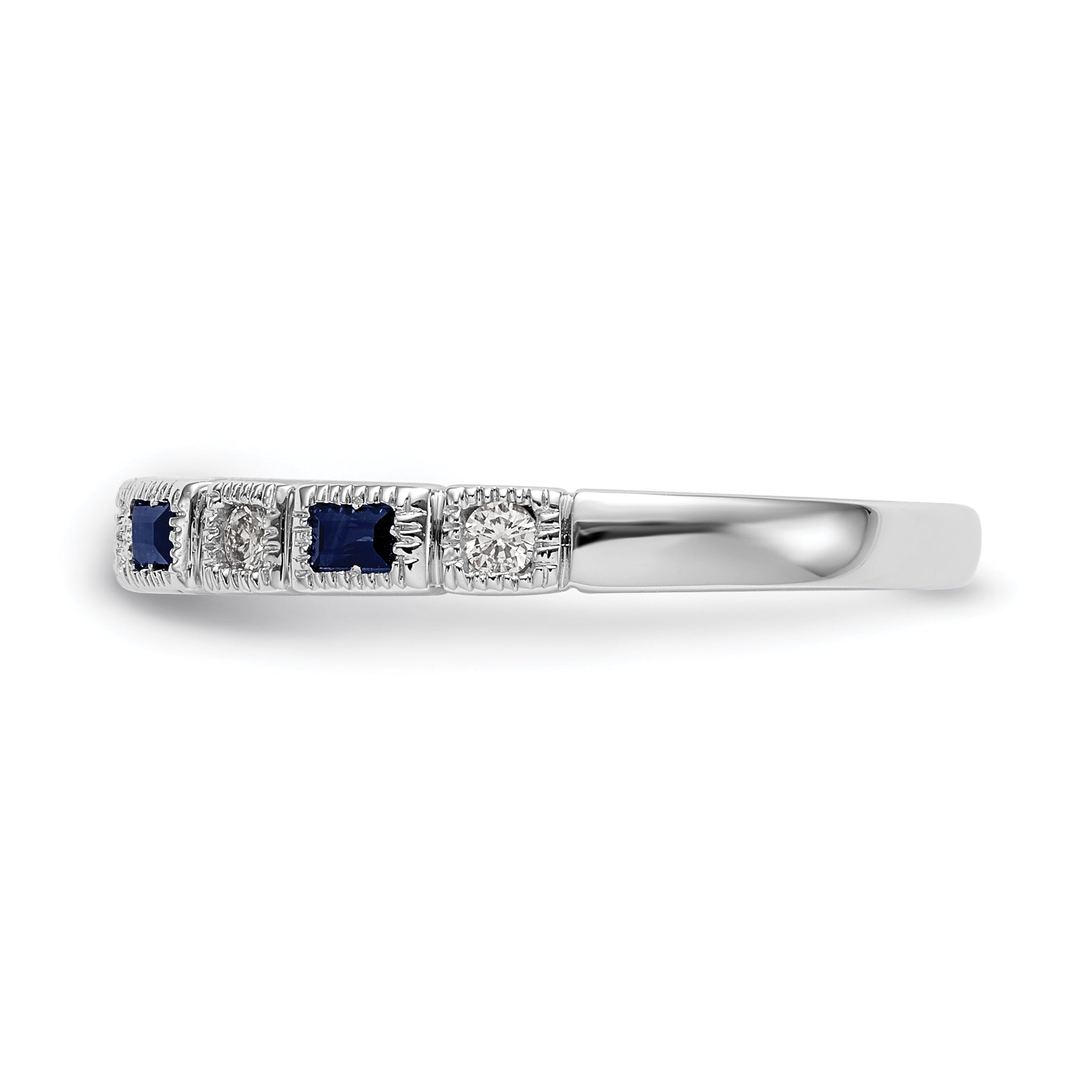 10K White Gold 10K Diamond W/Sapphire Band