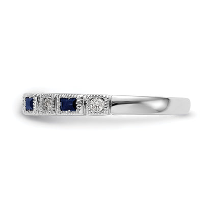 10K White Gold 10K Diamond W/Sapphire Band