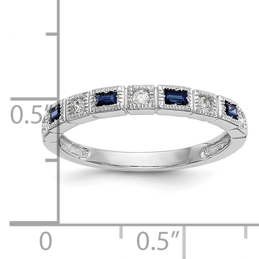 10K White Gold 10K Diamond W/Sapphire Band