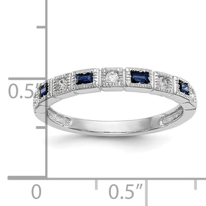 10K White Gold 10K Diamond W/Sapphire Band
