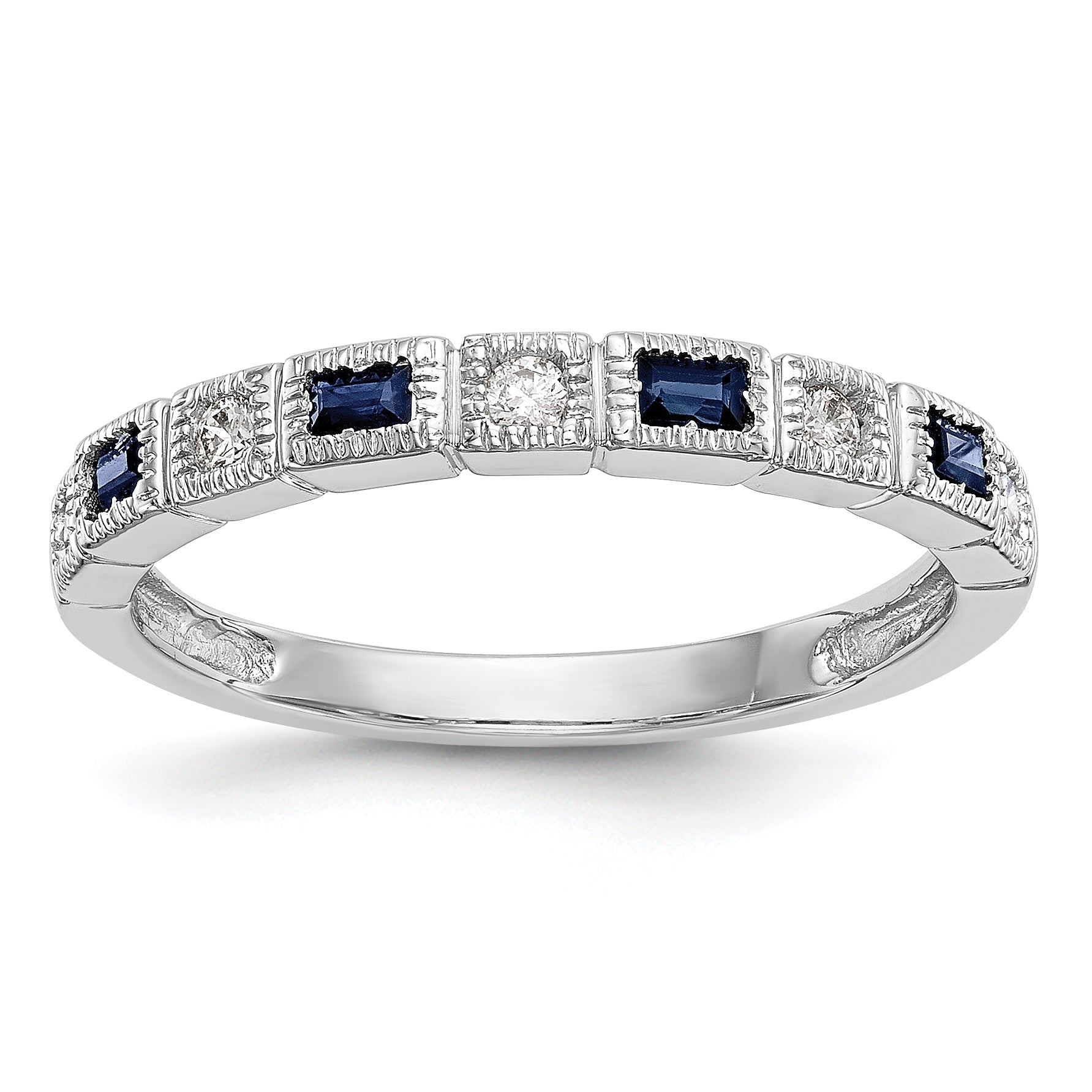 10K White Gold 10K Diamond W/Sapphire Band