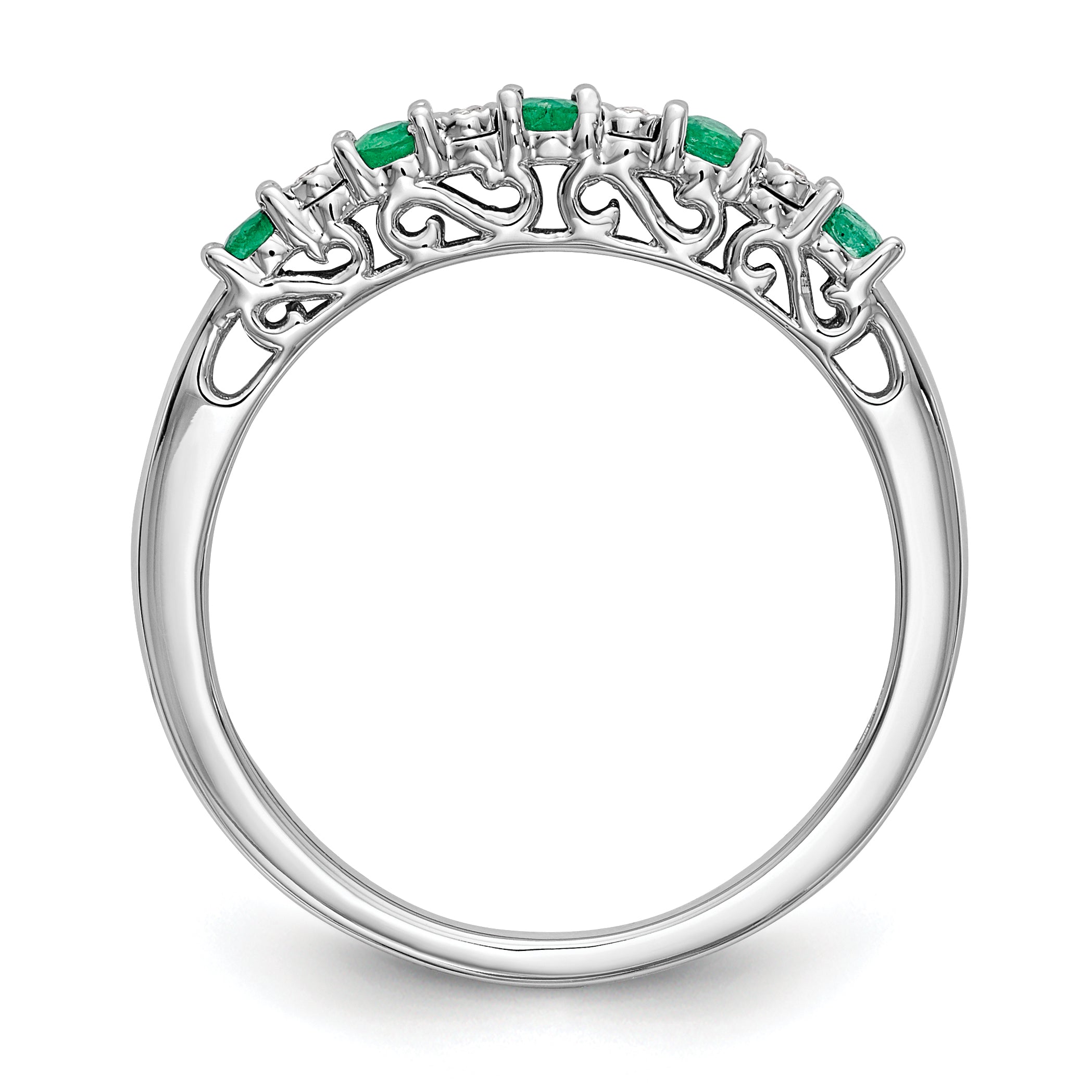 10K White Gold 10K Diamond W/Emerald Band