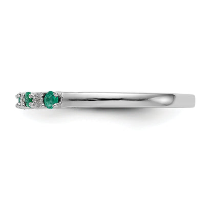 10K White Gold 10K Diamond W/Emerald Band