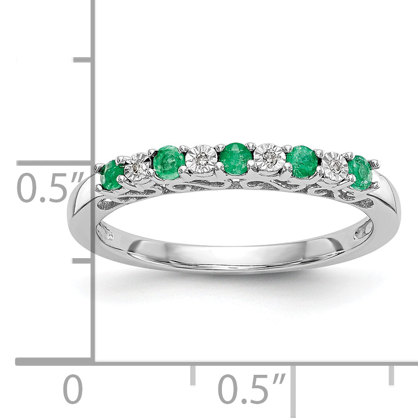 10K White Gold 10K Diamond W/Emerald Band