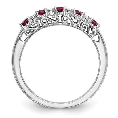 10K White Gold Diamond W/Ruby Band