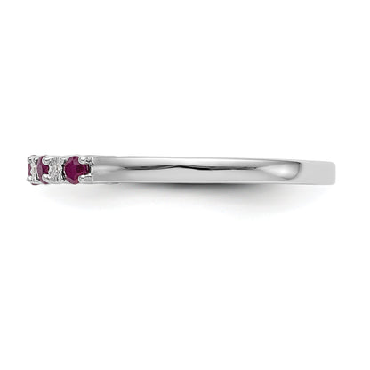 10K White Gold Diamond W/Ruby Band