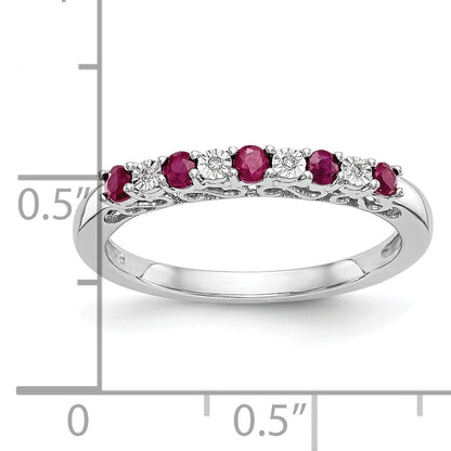 10K White Gold Diamond W/Ruby Band