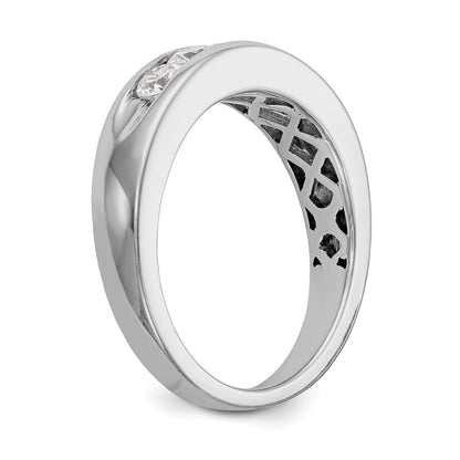 14K White Gold 5-Stone Real Diamond Men's Channel Band