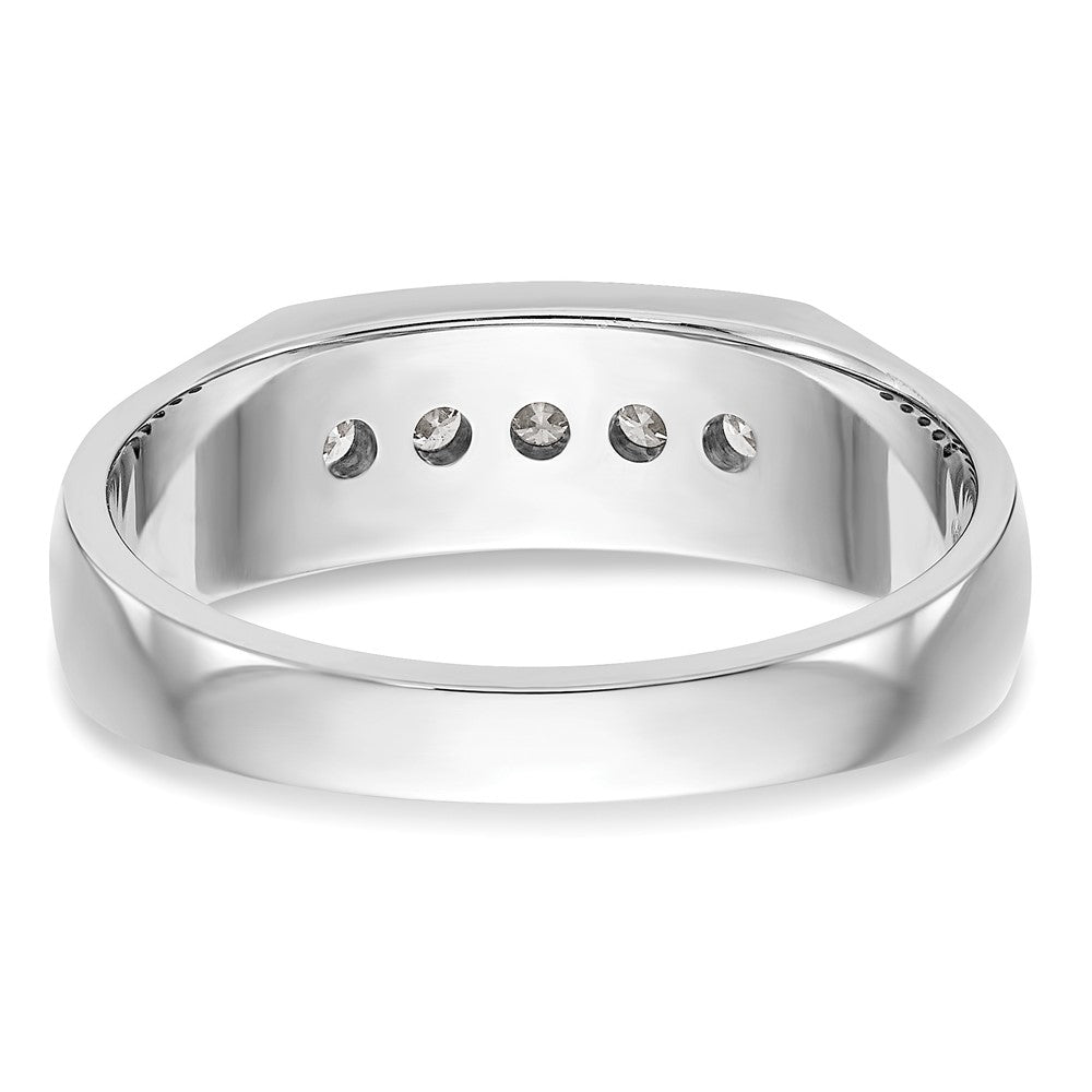 14K White Gold True Origin Men'S 1/3 Carat Lab Grown Diamond Vs Def Five Stone Channel Band