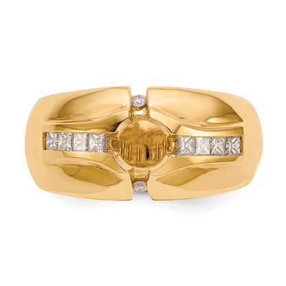 14K Yellow Gold Real Diamond Men's Semi Mount Band