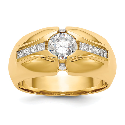 14k Yellow Gold 1/2 Ct. Lab Grown Diamond VS/SI+ G+ 5/8 Ct. Center Men's Ring