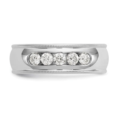14K White Gold True Origin Men'S 1/2 Carat Lab Grown Diamond Vs D E F Polished Five Stone Miligrain Size 10.5 Band
