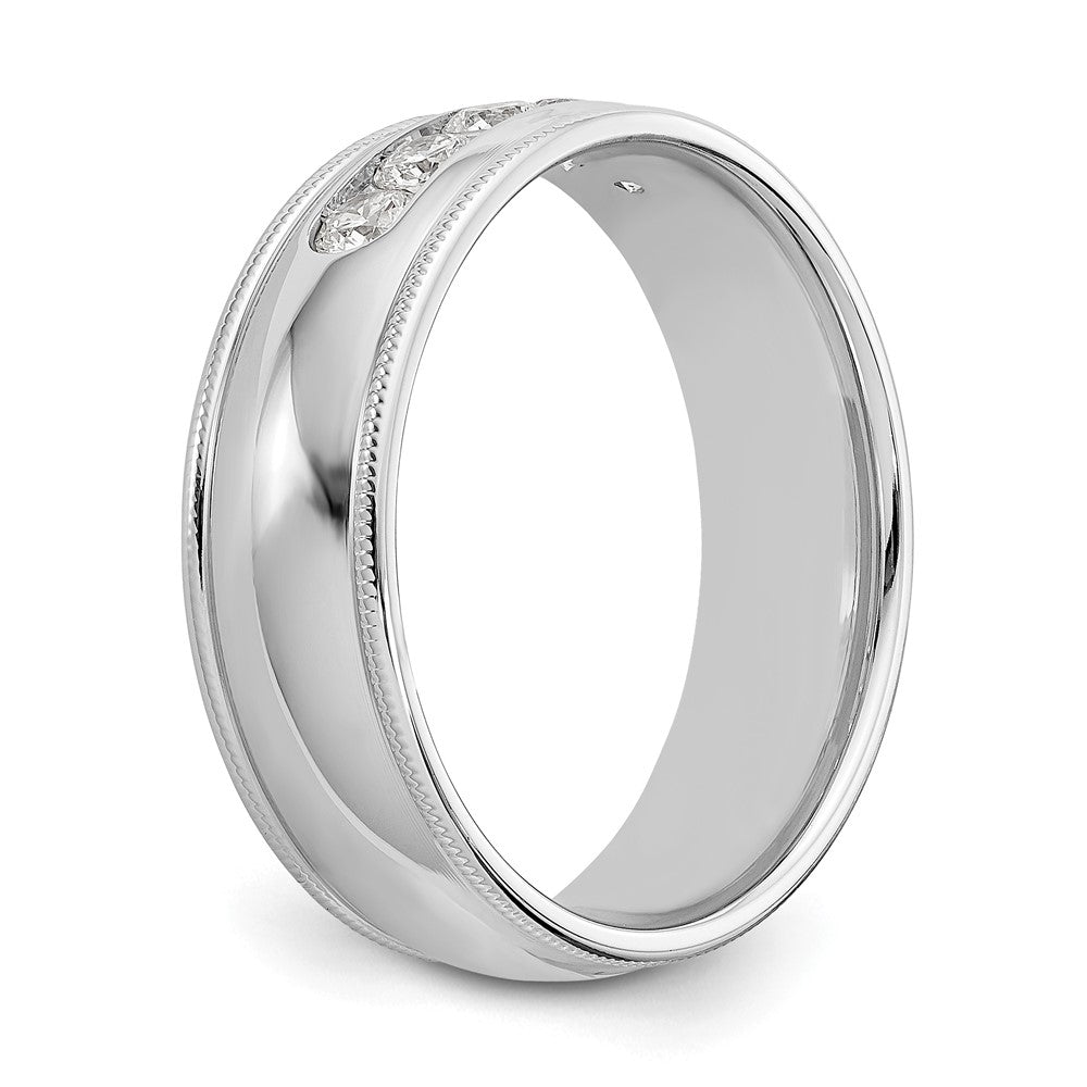 14K White Gold True Origin Men'S 1/2 Carat Lab Grown Diamond Vs D E F Polished Five Stone Miligrain Size 10.5 Band