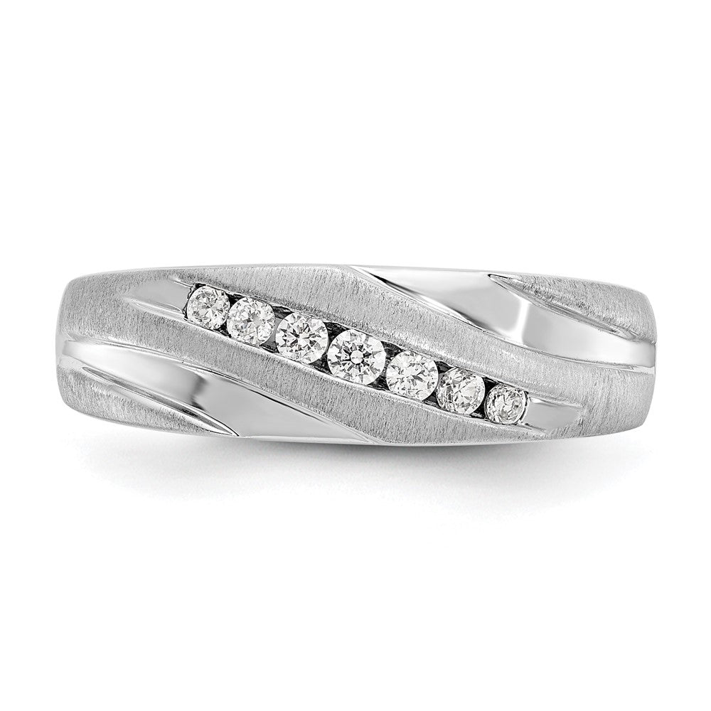 14K White Gold True Origin Men'S 1/4 Carat Lab Grown Diamond Vs D E F Brushed And Polished Band
