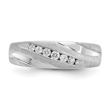 14K White Gold True Origin Men'S 1/4 Carat Lab Grown Diamond Vs D E F Brushed And Polished Band
