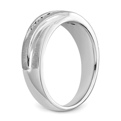 14K White Gold True Origin Men'S 1/4 Carat Lab Grown Diamond Vs D E F Brushed And Polished Band