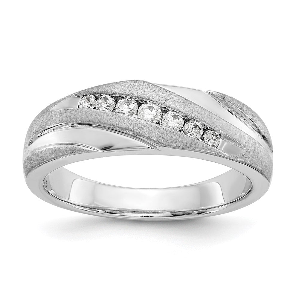 14K White Gold True Origin Men'S 1/4 Carat Lab Grown Diamond Vs D E F Brushed And Polished Band