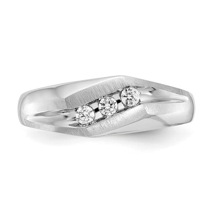 14K White Gold True Origin Men'S 1/5 Carat Lab Grown Diamond Vs D E F Brushed And Polished Band