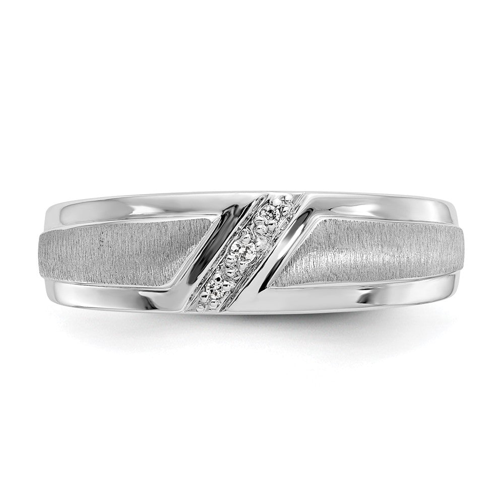 14K White Gold True Origin Men'S 1/20 Carat Lab Grown Diamond Vs/Si D E F Brushed And Polished Band