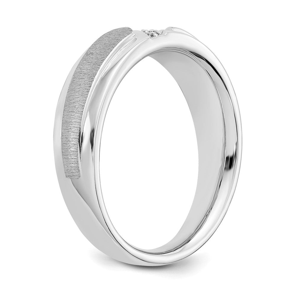 14K White Gold True Origin Men'S 1/20 Carat Lab Grown Diamond Vs/Si D E F Brushed And Polished Band